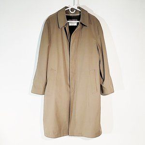 BILL BLASS Men's 40R Long Overcoat Coat Faux Fur Removable Lining Brown
